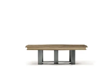 Tavolino rotondo Segreti con top in legno e base in metallo di Arte Brotto
